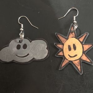 Happy sun and cloud shrinky dink earrings